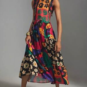 FARM by Anthropologie. Size M. Colorful Tiered sleeveless maxi dress. Viscose.